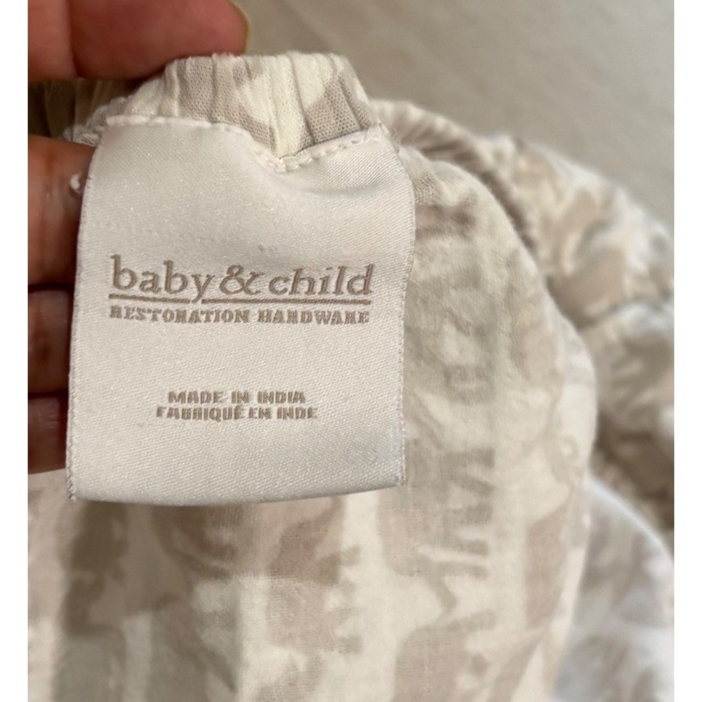 Restoration Hardware Baby & Child Elephant Print Cotton Fitted Crib Sheet Taupe